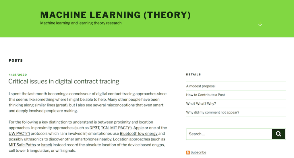 A blog for academic research in Machine Learning and learning theory.