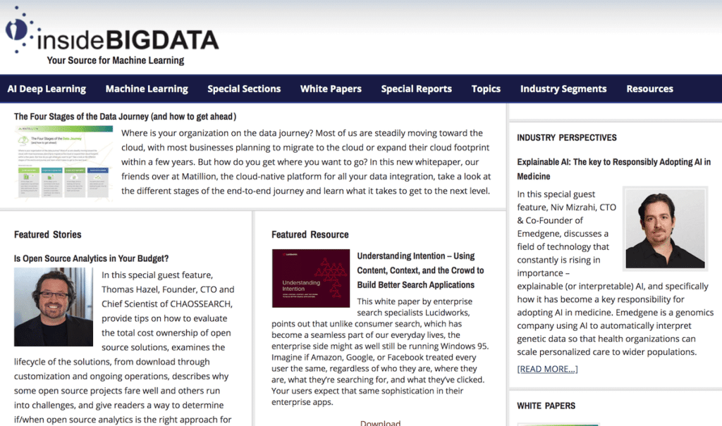 News, reports within the fields of Big Data, AI, ML, and Deep Learning