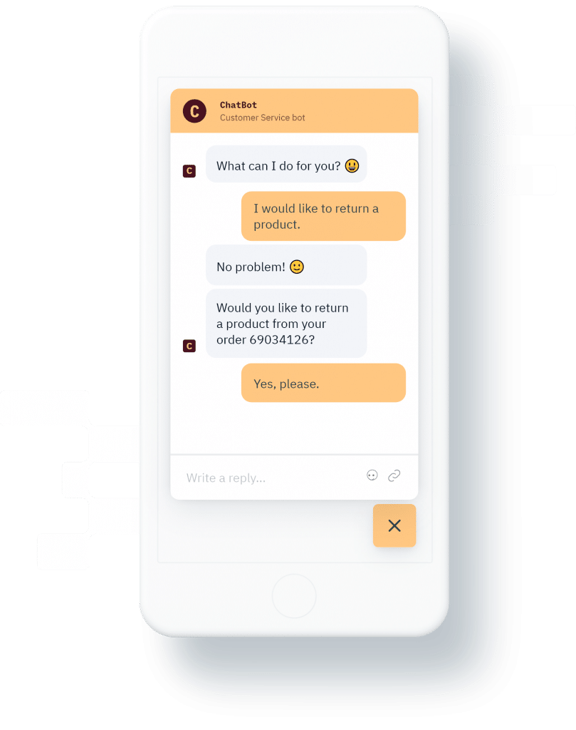 Mockup of Chatbot used in customer service