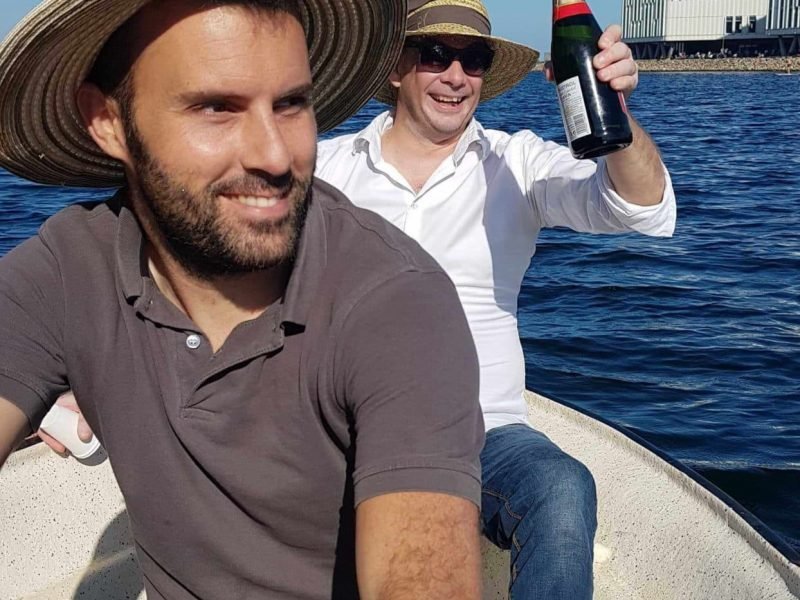 Darío and Michael on the boat